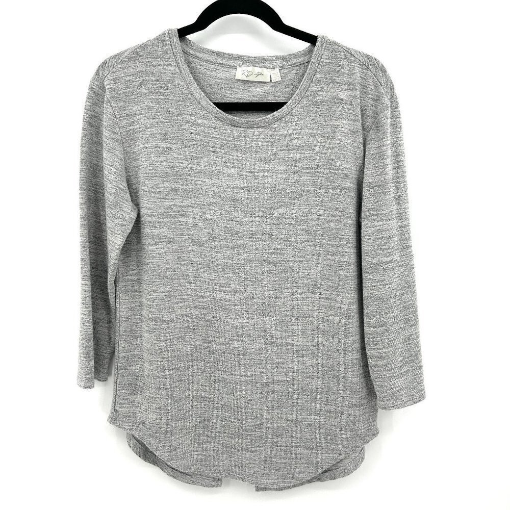 RD STYLE Basic Heather Gray Long Sleeve Split Back Shirt Top Size Medium